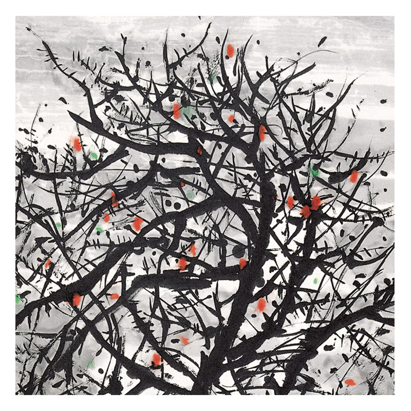 (版画)吴冠中《枣树》珂罗版画 500版