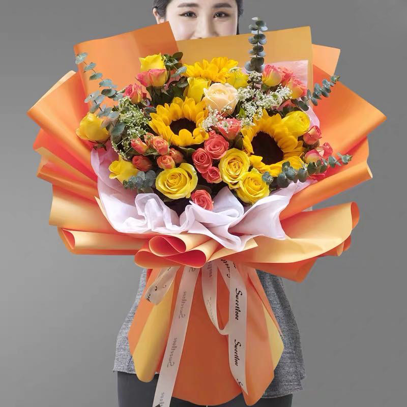天津同城鲜花速递花店配送花手捧小花束送老师礼物毕业花束向日葵