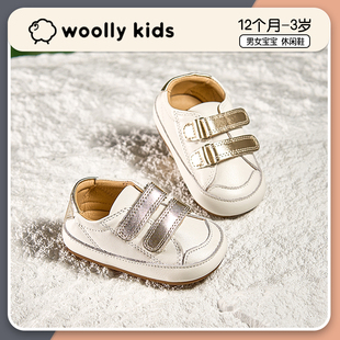 woollykids小羊沃利真皮女童宝宝学步鞋春秋款软底真皮小白鞋童鞋