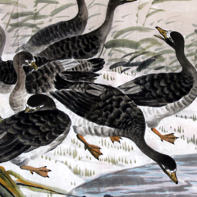 韩宪基《大雁》朝鲜画家