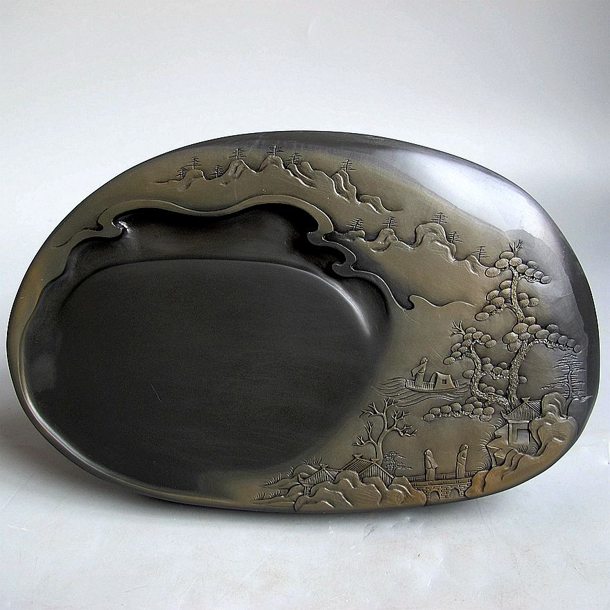 罗永标作品 济源坑金晕 秋山访友 歙砚珍品 老石砚艺出品