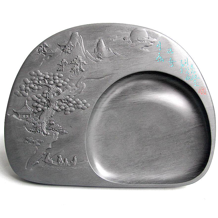 罗永标作品 玉山罗纹 月夜伐舟 歙砚珍品 老石砚艺出品