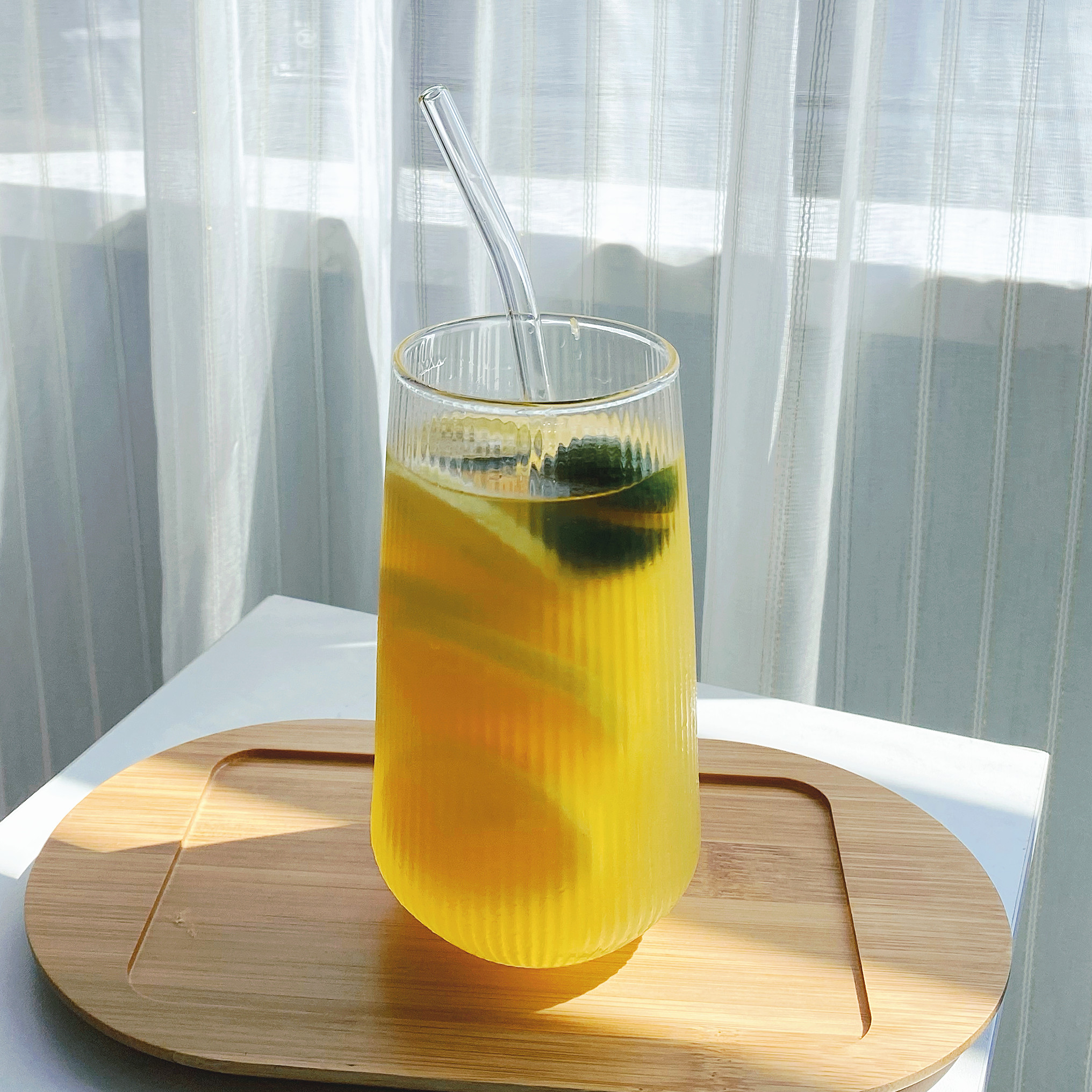 网红同款ins餐厅玻璃杯饮品杯苏打饮料杯气泡水杯果汁杯冰咖啡杯-mc母