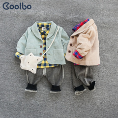 coolbo 男宝宝秋装套装三件套婴儿小童衣服韩版小西装123周岁