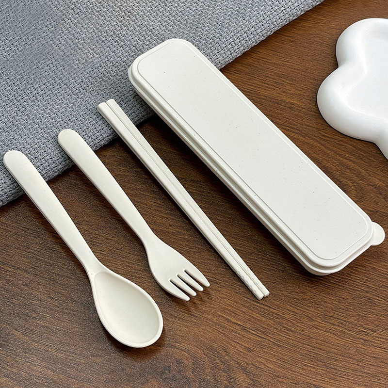 筷子勺子套装小麦秸秆餐具成人三件套