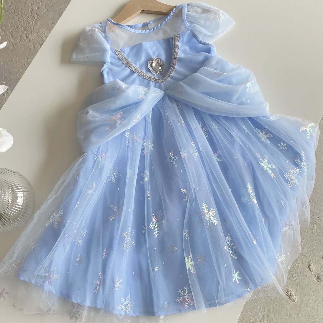 无法抗拒~100-160女童甜美公主裙蓝色初夏宝宝艾莎裙小礼服连衣裙