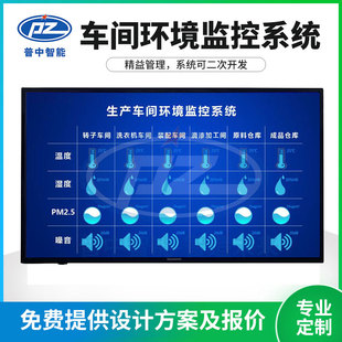 普中生产管理系统液晶屏车间温湿度噪音PM2.5环境监测电子看板