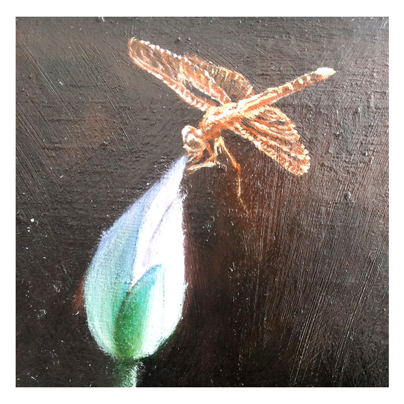 李明霞 《荷花蜻蜓二》 布面油画