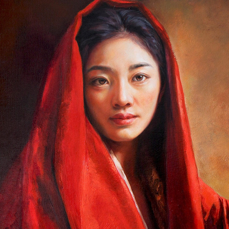 卞京明 《藏族女孩》 布面油画