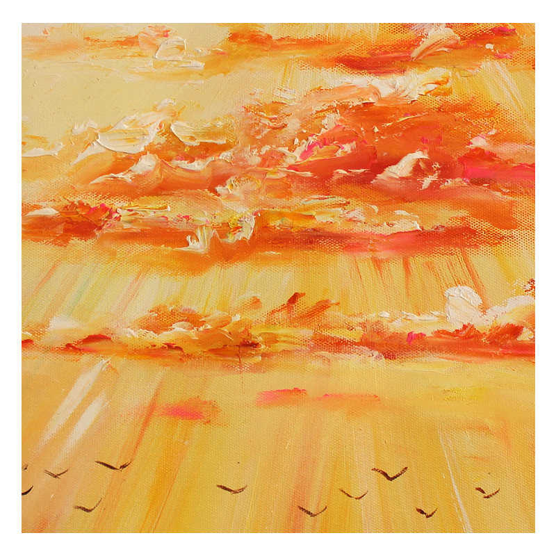 崔国臣 《残阳下的海鸟》 布面油画