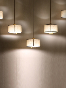 新中式小吊灯简约高级餐厅灯中国风吧台禅意背景墙走廊床头吊线灯