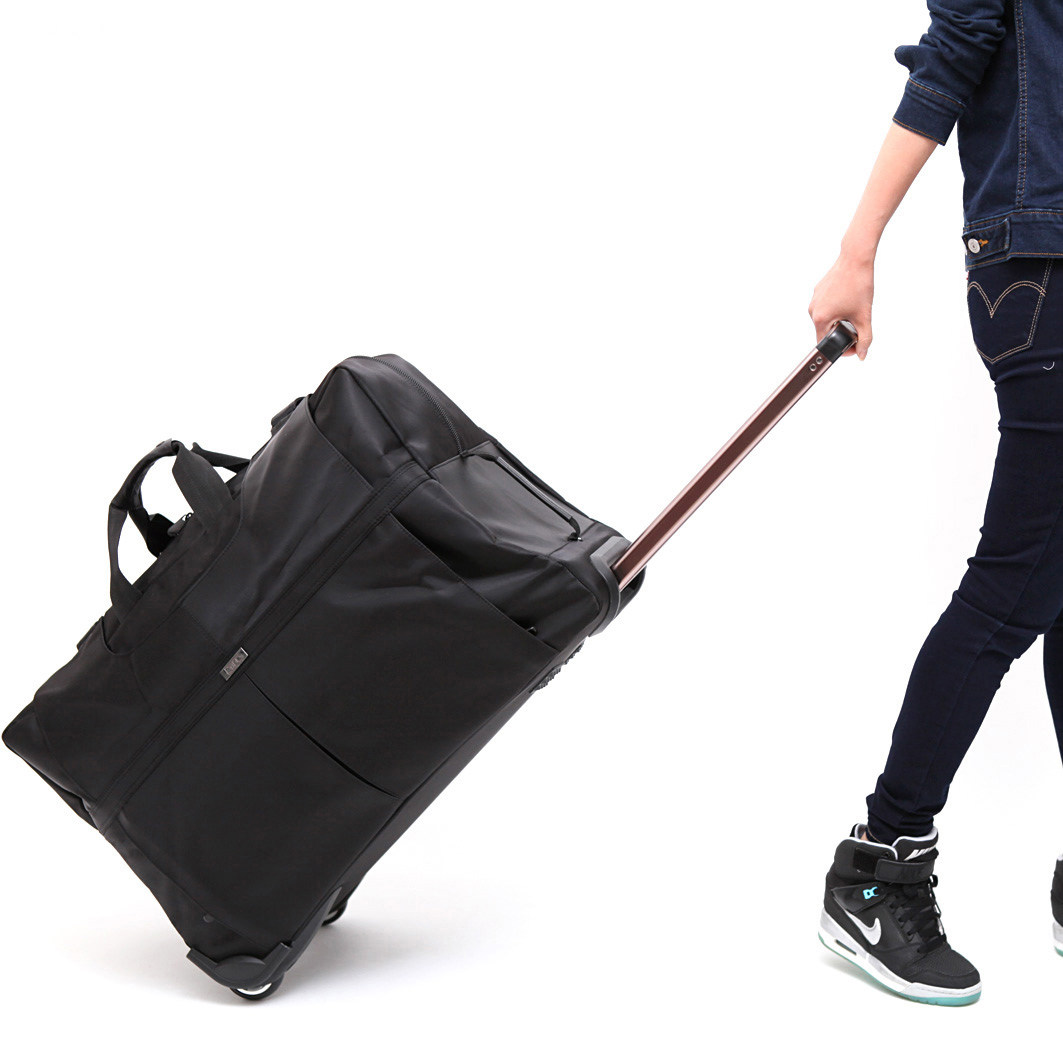 拉杆包欧码大容量折叠包黑色拉杆箱防水袋旅行包手提旅游包托运包