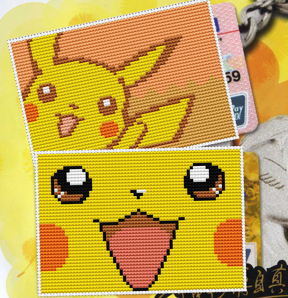 木木家新款dmc十字绣银行卡交通卡套可爱皮卡丘送护角十字绣套件