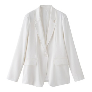 x迪西装外套女薄款春夏季时尚小个子休闲职业西服白色醋酸长袖