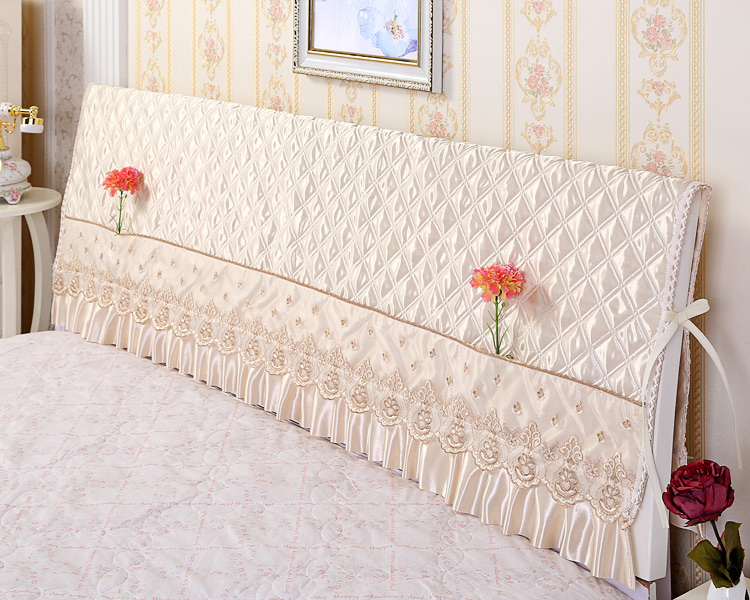 蓓蕾简约现代木床头套防尘罩蕾丝卧室1.8m床头罩保护罩可爱公主风