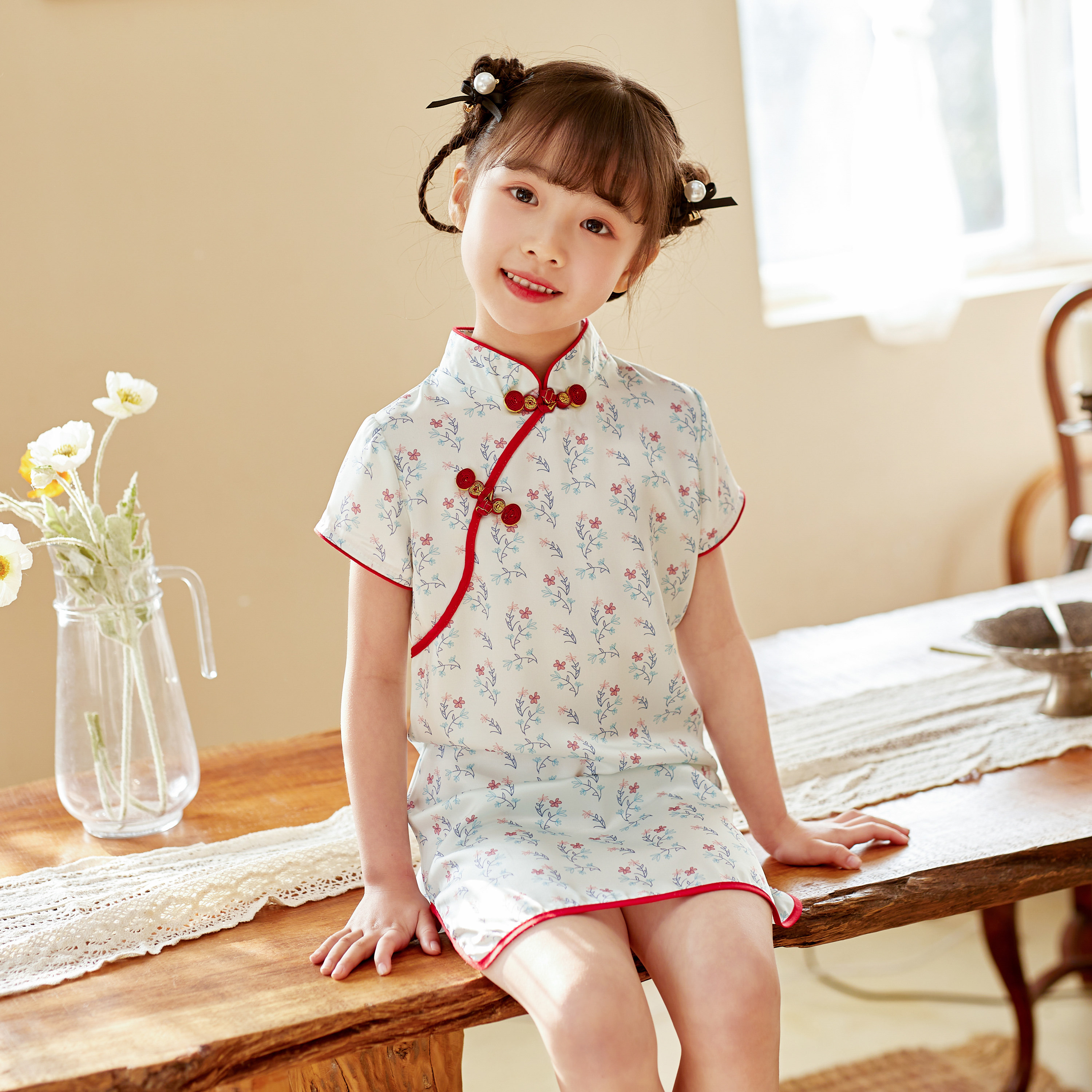 女童国潮中国风旗袍改良2022新款儿童礼服走秀时装潮服童装演出服