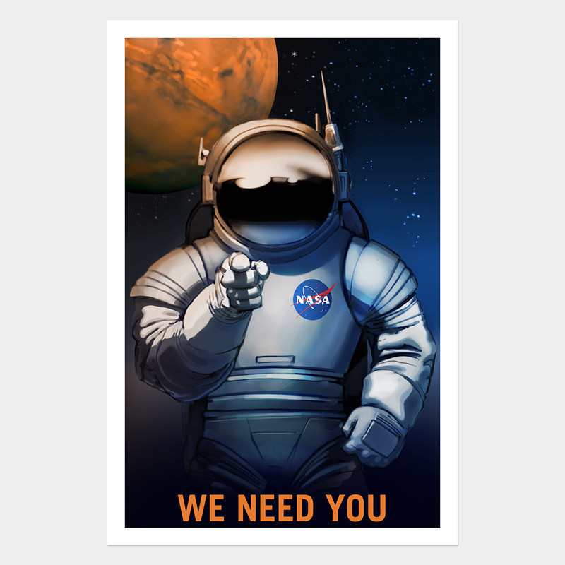 nasa官方火星探索周边原版海报 [火星需要你] 外星探险科幻挂画