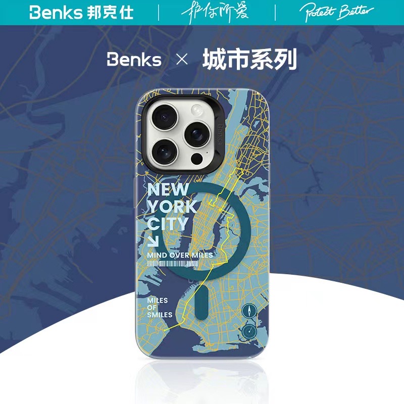 【城市山野系列】Benks适用苹果15promax磁吸手机壳新款保护套镜头防摔iPhone15Pro简约个性网红15pm全包潮壳