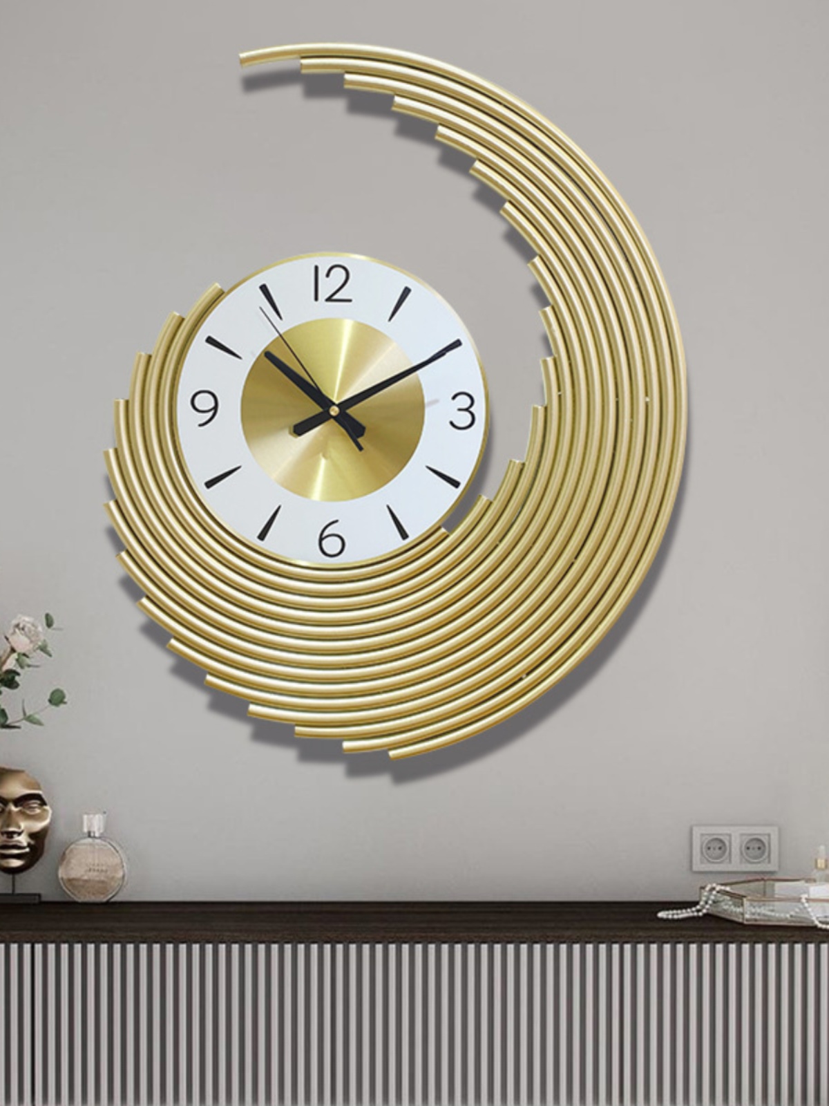 轻奢挂钟客厅家用时尚钟表玄关装饰新中式时钟艺术挂表创意钟饰