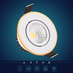 LED射灯 小3W天花灯cob射灯可转动牛眼灯开孔50mm6公分金色白包邮