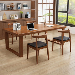 客厅全实木大长书桌休闲区阅读桌工作台现代简约学习桌洽谈办公桌