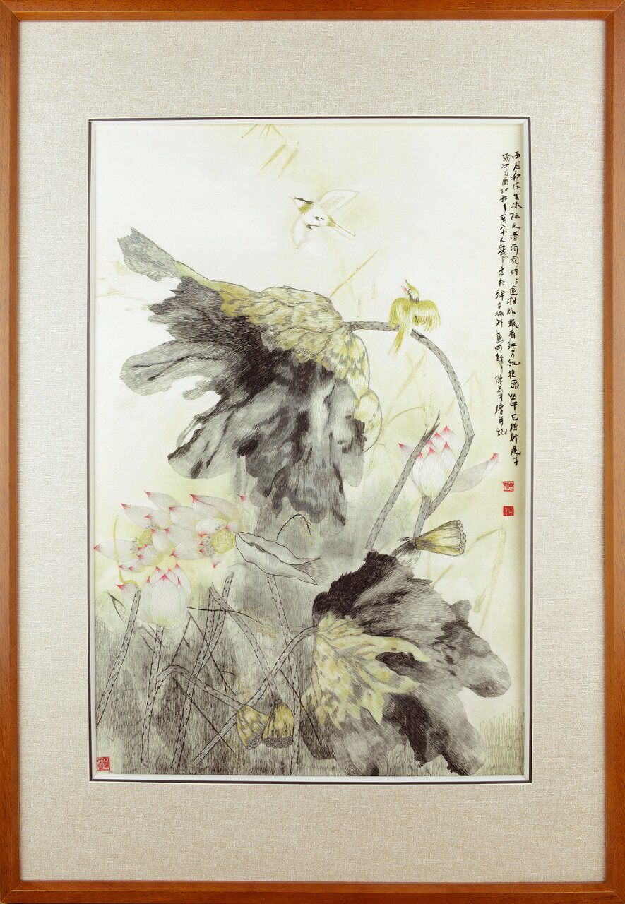 黄静作品 《秋荷听雨》