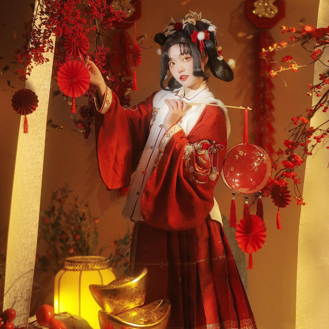 汉服花灯手提中秋新年元宵古风灯笼国潮复古宫灯摄影拍照走秀道具