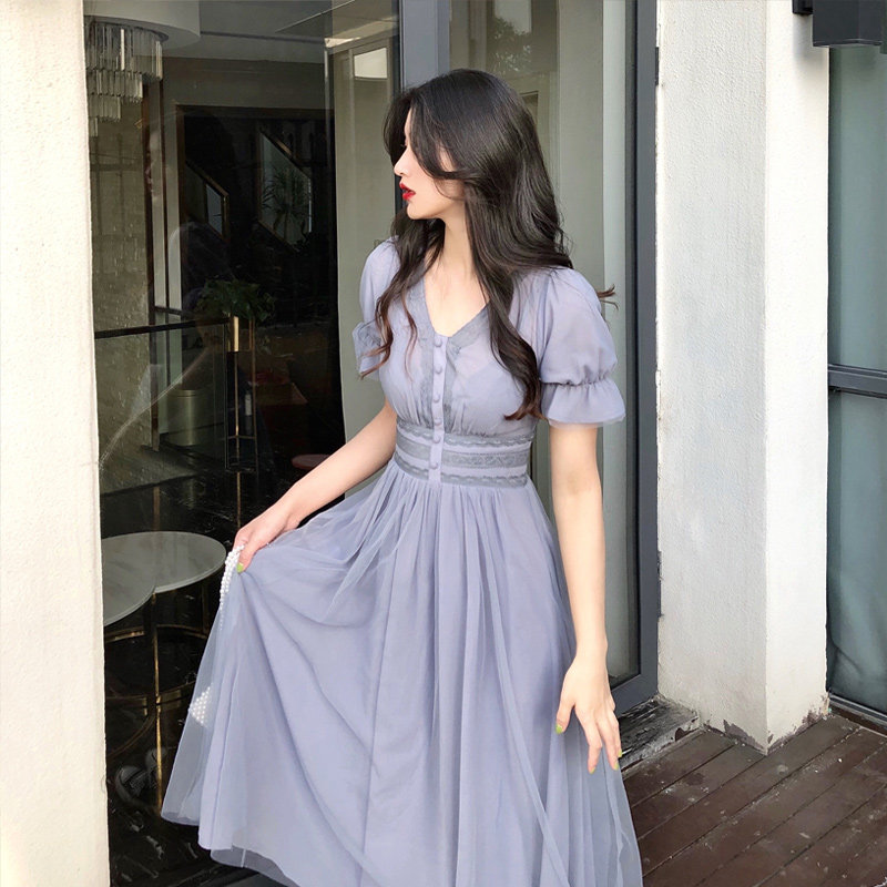 智熏裙法式复古egg过膝超仙女森系厌世丧系很仙法国小众桔梗裙子