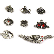 DIY Tibetan silver handmade jewelry Crystal pendant drill accessories elephants mark game purses clover brave fish