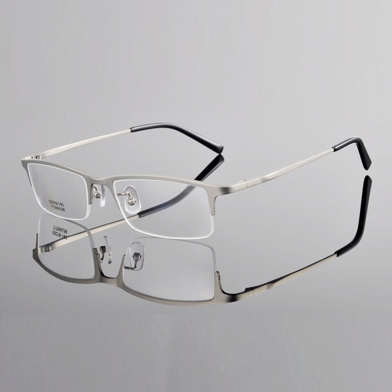 小框眼镜男商务半框眼镜架av8906纯钛超轻近视镜大脸方形镜架配镜