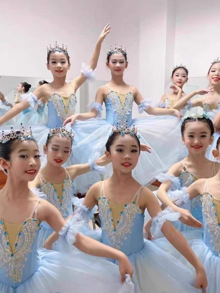 儿童芭蕾蓬蓬舞蹈演出服六一女童舞台表演服装小天鹅吊带公主纱裙