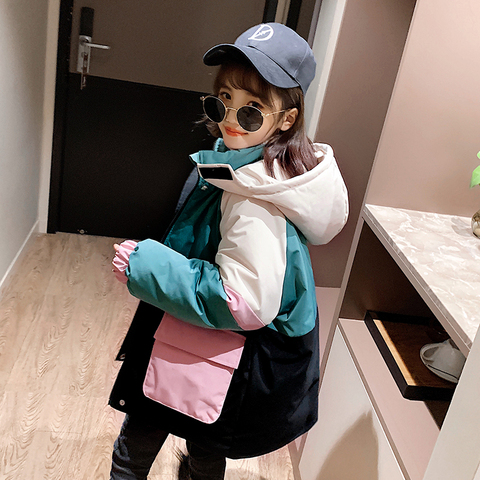 女童棉服冬装羽绒棉袄中大童派克服女孩洋气棉袄加厚工装棉衣外套