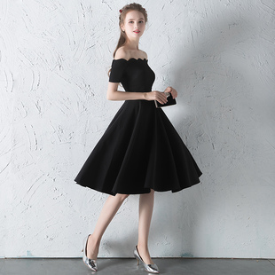 宴会小晚礼服裙高级质感2024新款高贵小个子黑色短款连衣裙女气质