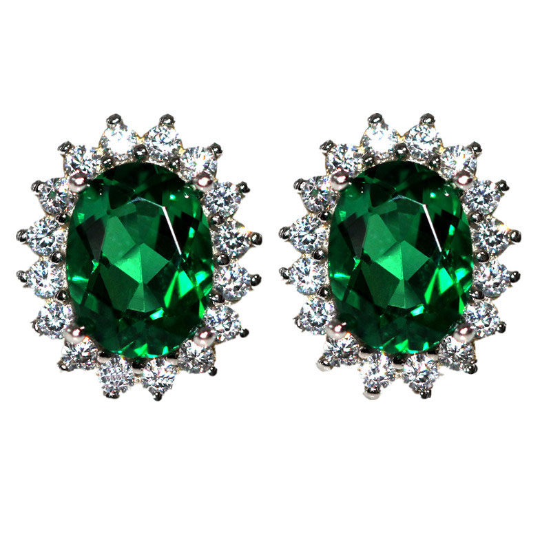 王妃祖母绿复古绿宝石彩宝气质耳钉