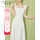 小众设计连衣裙女夏季2024新款法式气质收腰高级感中长款白色裙子