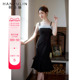 韩语琳春季吊带连衣裙2024新款女春季法式气质高级感超好看黑裙子