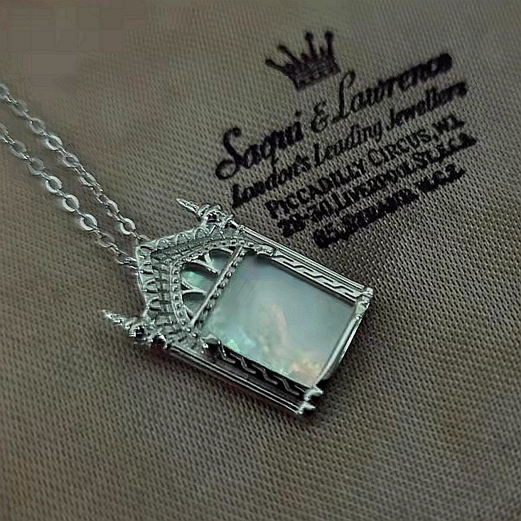 厄里斯魔镜the mirror of erised 925银天然贝母项链吊坠哈利波特