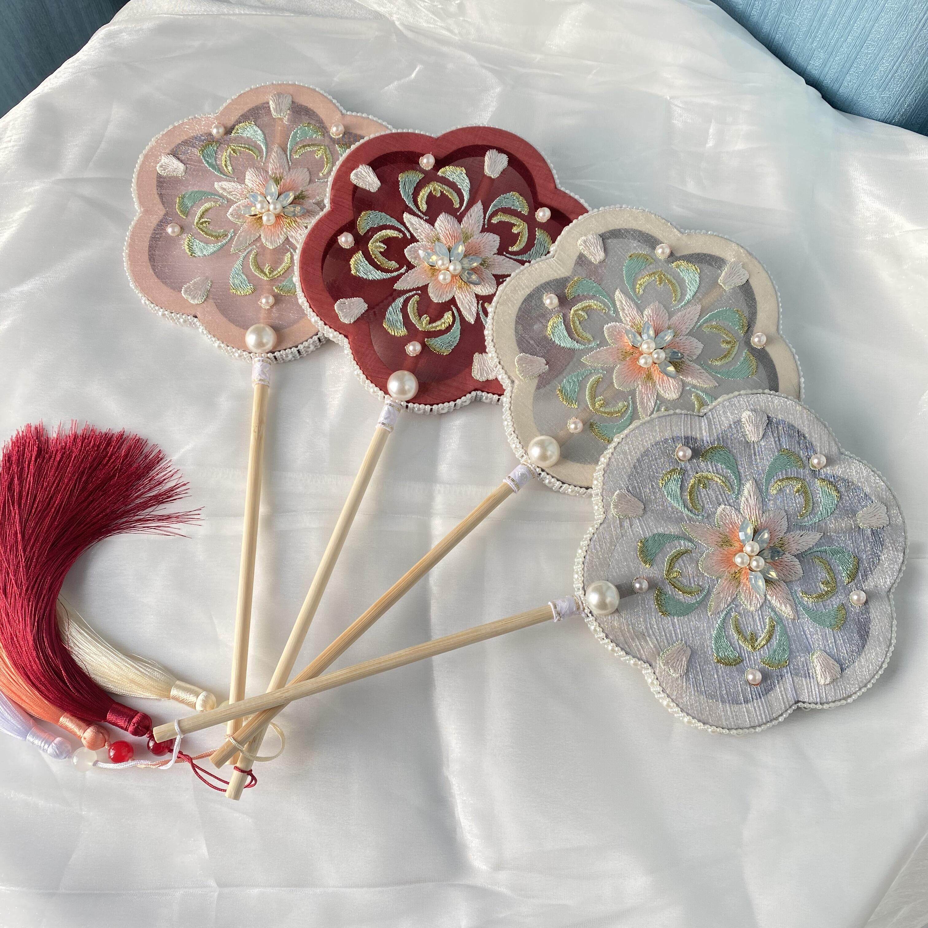 八宝团花手工女童绣花双面古风汉元素配饰团扇汉服走秀拍摄道具