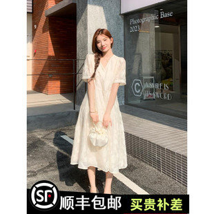 白色旗袍改良连衣裙女夏2024新款新中式国风显瘦小个子设计感长裙