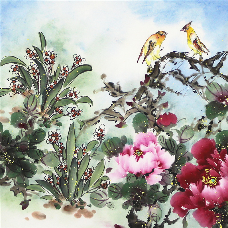 王绍华《富贵满堂》 精品牡丹 180cmx70cm