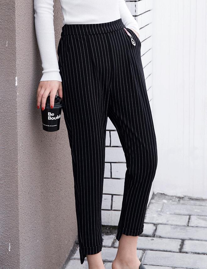 小脚打底裤黑白条纹