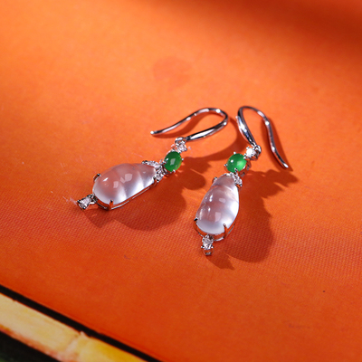 chao冰chao肥可爱高冰豆子耳环远兮珠宝天然冰翡翠耳钉fc6857