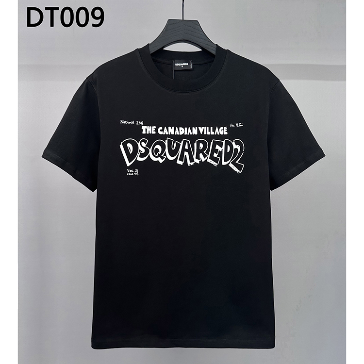 2024欧版D2短袖T恤男装字母印花夏天纯棉欧美潮流第二次方T-shirt