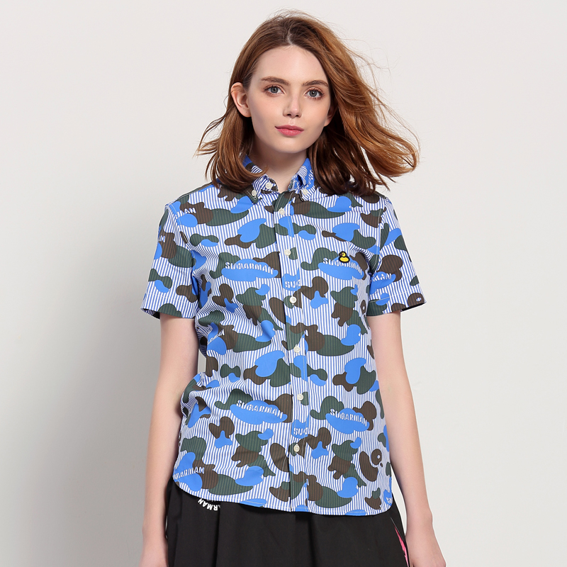 SUGARMAN糖人香港潮牌小黄鸭2020抢眼蓝迷彩印花休闲衬衫男女同款|msdalam kategori Butik wanita / wanita, shirt - dari Buy2taobao.com untuk memberikan perkhidmatan ejen Taobao profesional membeli