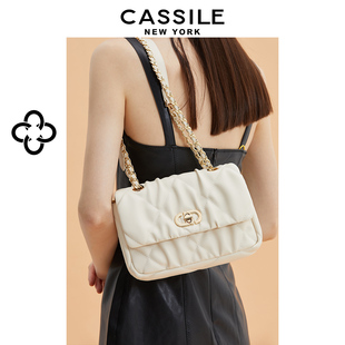 cassile卡思乐包包女2024新款白色小香风单肩斜挎链条包腋下包