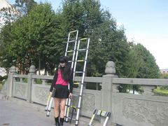 1.4米铝合金竹节伸缩梯人字梯家用梯铝梯便携折叠梯直梯