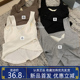 Hers 9473#黑色凹领露背后交叉美背内衣背心女夏季带胸垫修身上衣