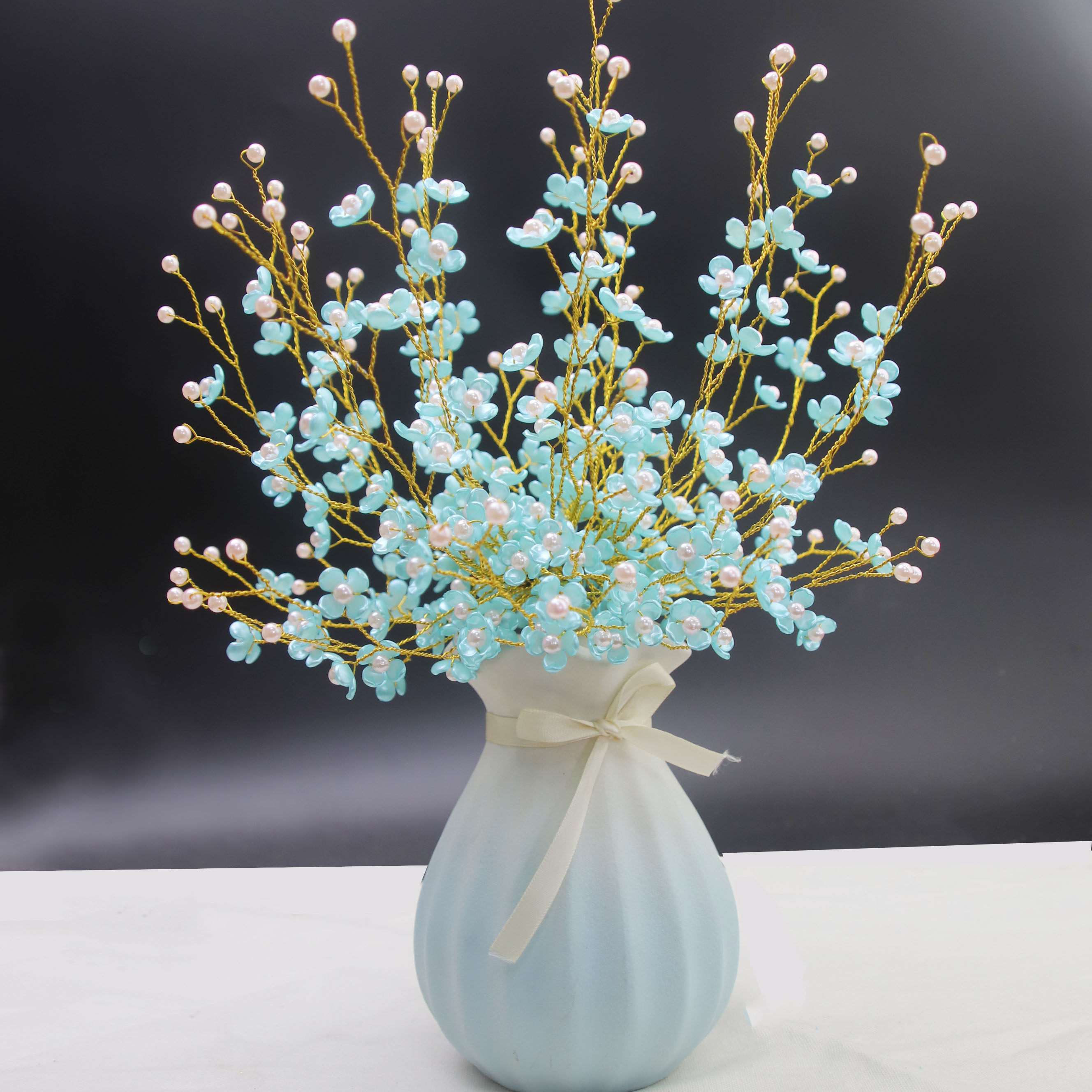 幸福花材料包手工diy串珠仿真花束满天星浪漫梅花四叶花瓣非成品