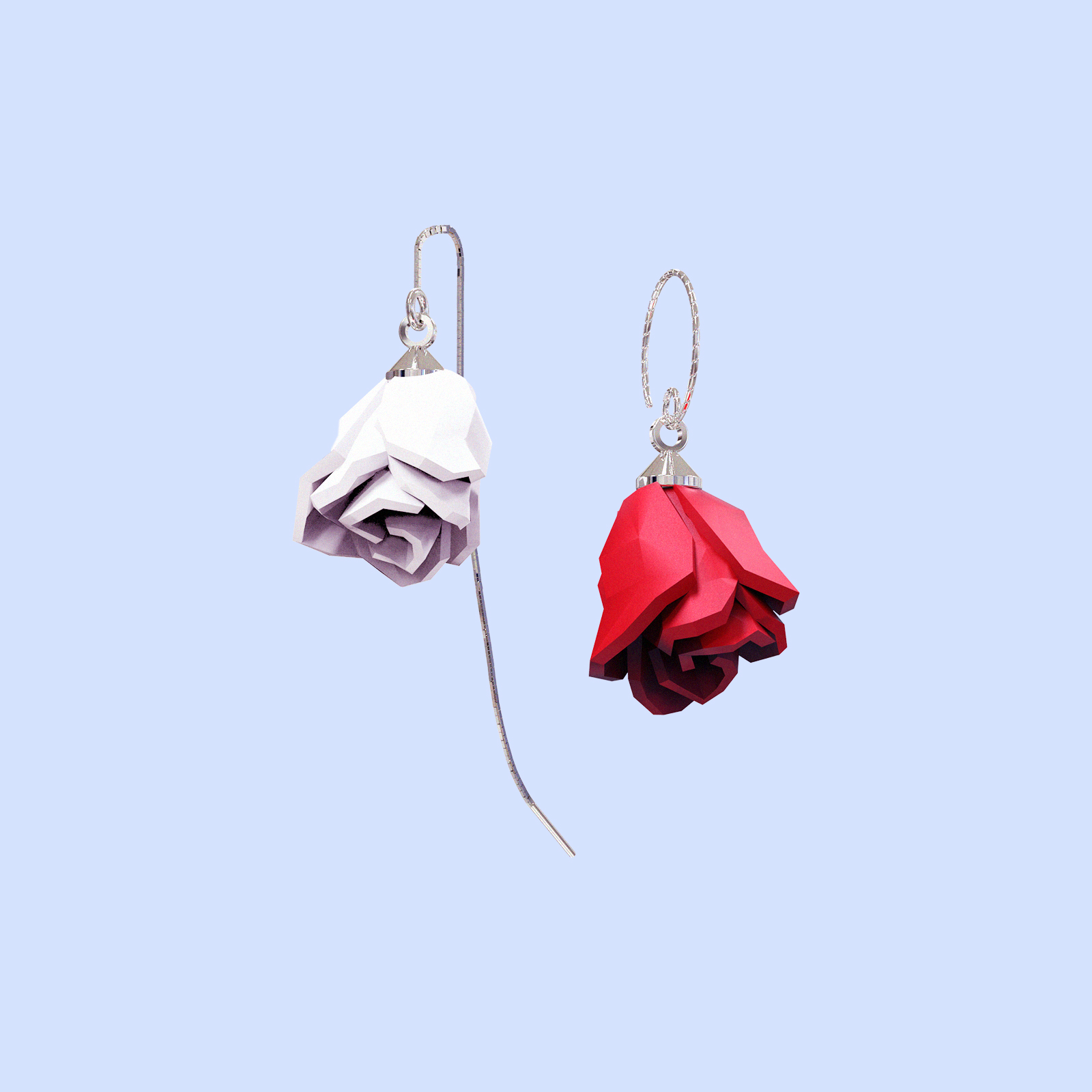 ysoo元术乐之设计师款红玫瑰白玫瑰花耳环超仙小众设计耳坠气质