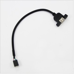 主板USB 4P插孔转USB 母座 带镙丝孔 杜邦4P TO USB 20CM